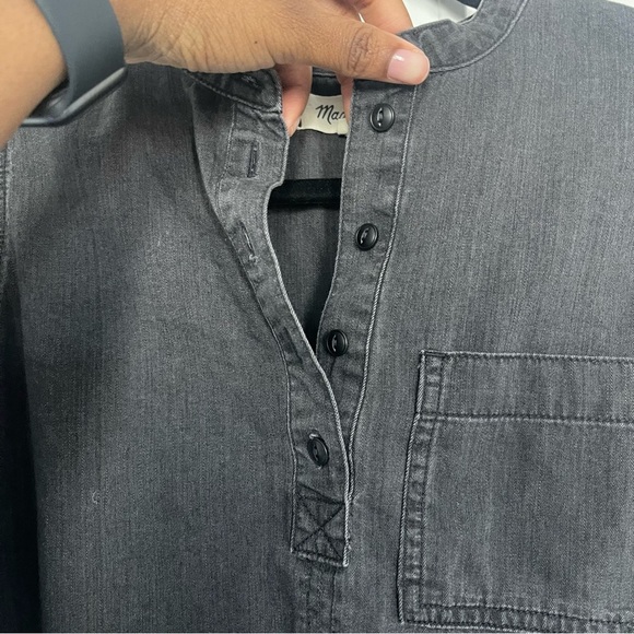 Madewell Denim Collarless Popover Shirt in Shrader Wash - Picture 6 of 9